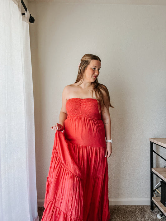 Royal Maxi Dress - Coral