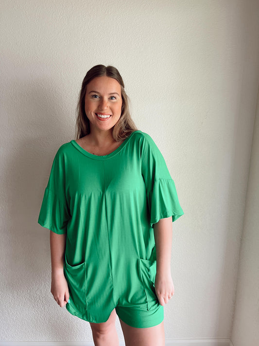 Lazy Day Romper - Kelly Green